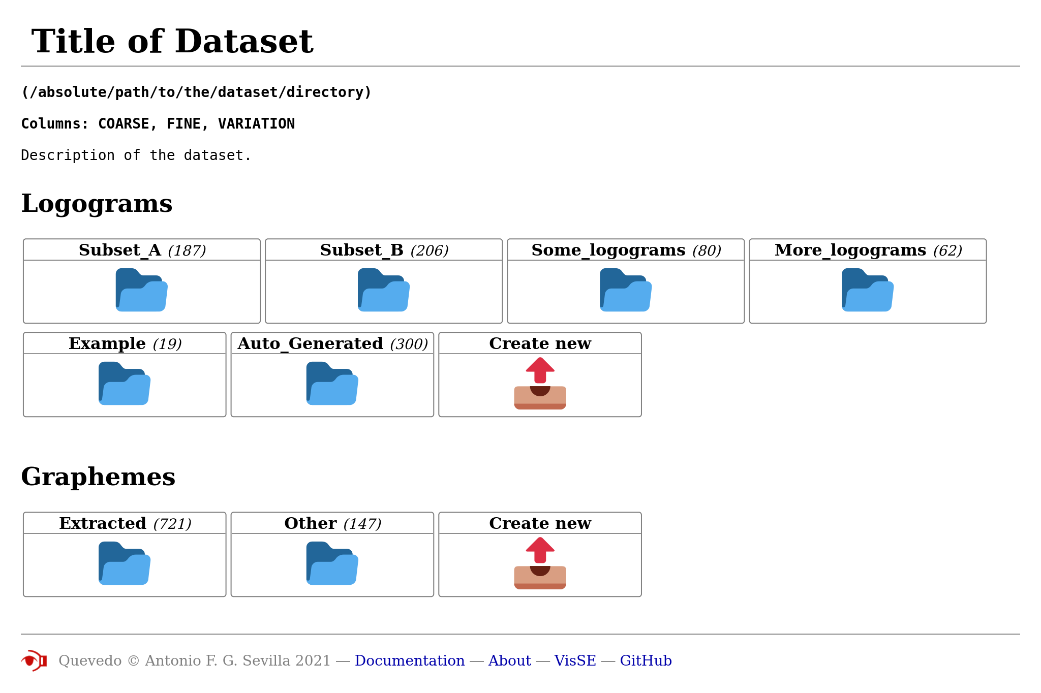 Dataset overview in the web UI.